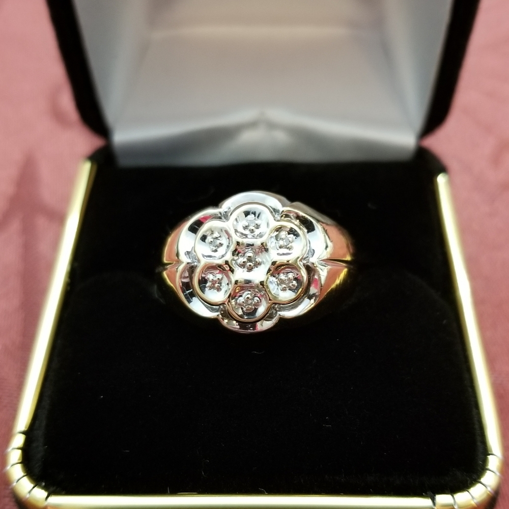 Men's Diamond Cluster Ring in 10k Yellow Gold